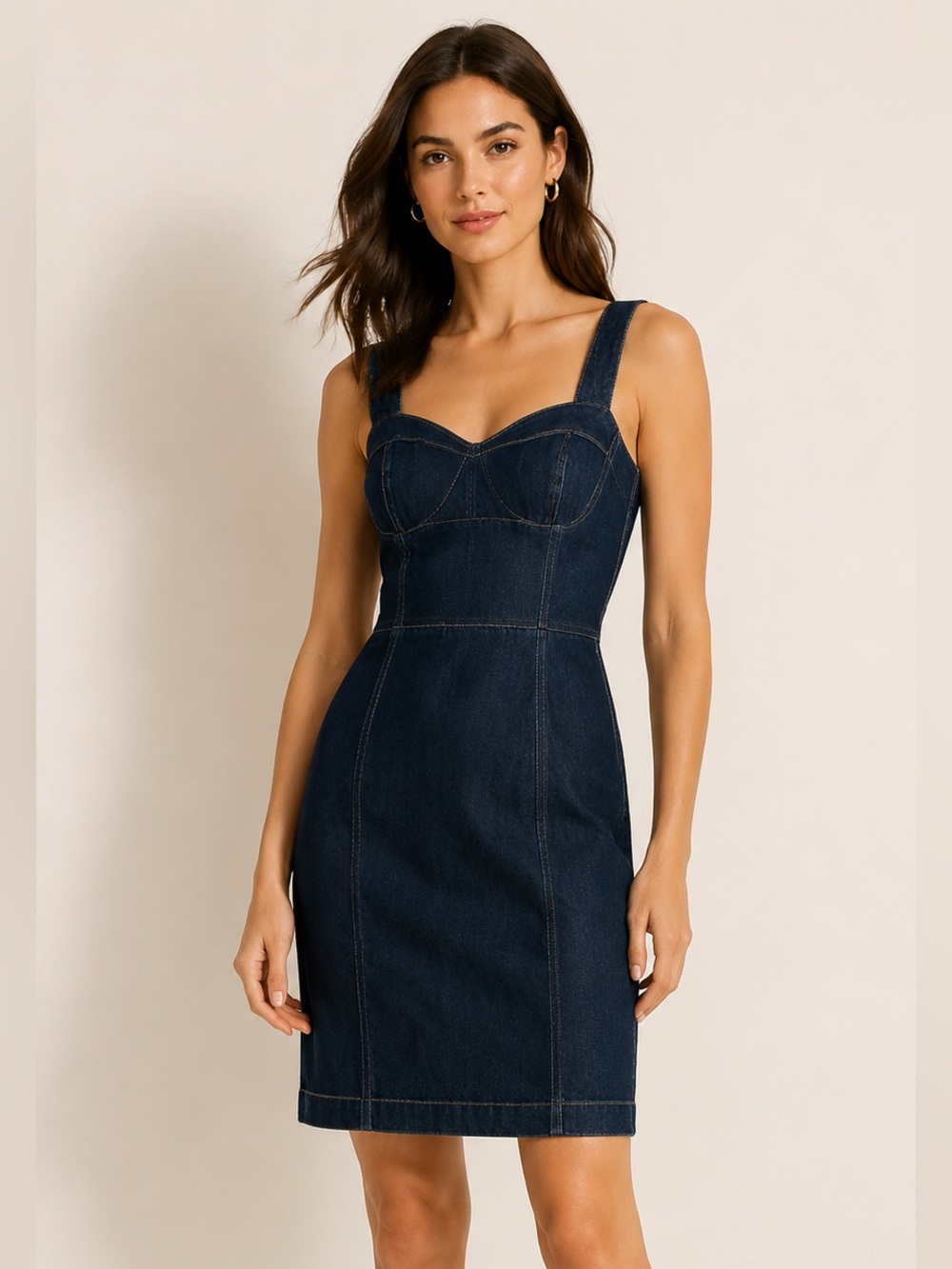 White House Black Market Denim Zip Front Corset Dress NWT Size 0